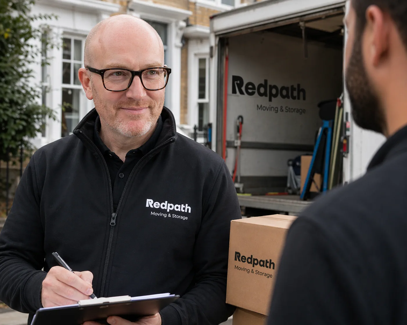 Dennis Rogers with a Redpath team member during a home move